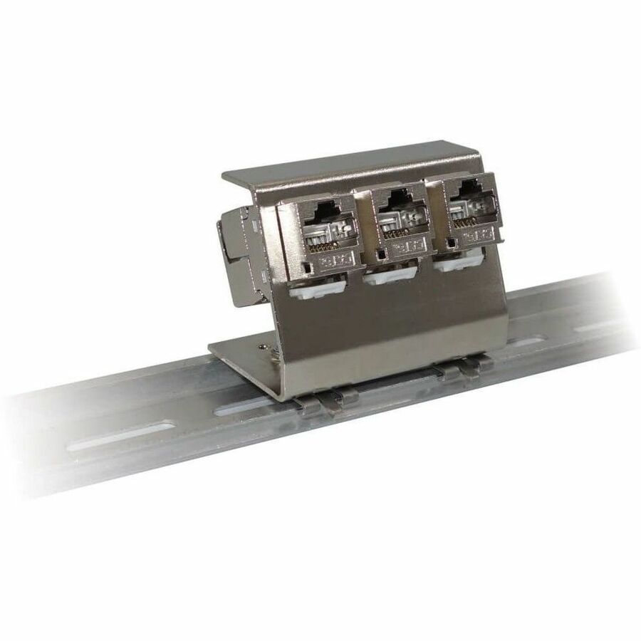 Eaton Tripp Lite Series 3-Port Metal DIN-Rail Mounting Module for Snap-In Keystone Jacks and Couplers, Silver, TAA