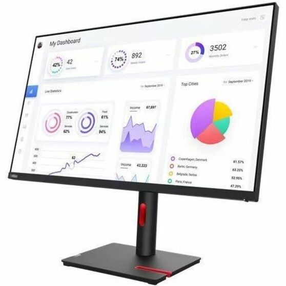 Lenovo ThinkVision T32p-30 32" Class 4K UHD LED Monitor - 16:9 - Raven Black