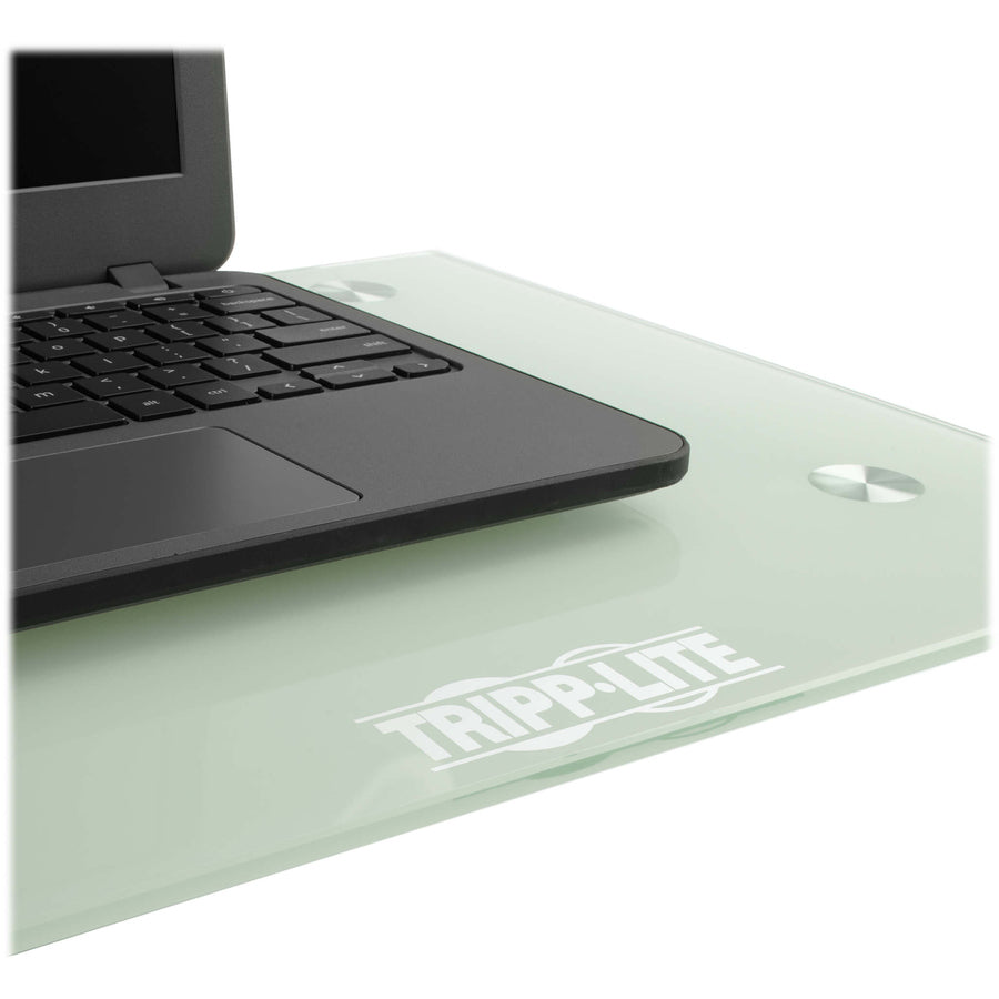 Eaton Tripp Lite Series Premier Rolling TV Cart for 37" to 70" Displays, Frosted Glass Base and Shelf, Locking Casters, White