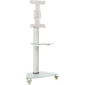 Eaton Tripp Lite Series Premier Rolling TV Cart for 37" to 70" Displays, Frosted Glass Base and Shelf, Locking Casters, White