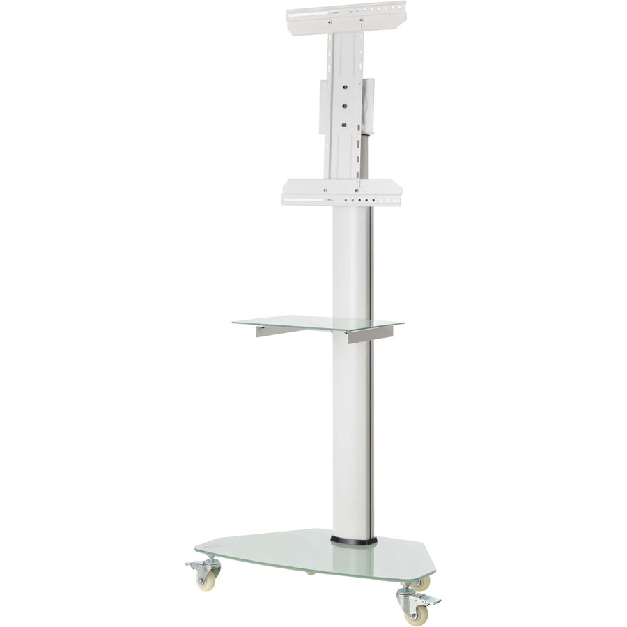 Eaton Tripp Lite Series Premier Rolling TV Cart for 37" to 70" Displays, Frosted Glass Base and Shelf, Locking Casters, White