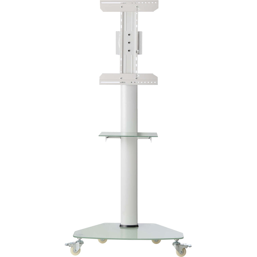 Eaton Tripp Lite Series Premier Rolling TV Cart for 37" to 70" Displays, Frosted Glass Base and Shelf, Locking Casters, White