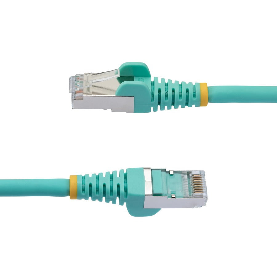 StarTech.com 35ft CAT6a Ethernet Cable, Aqua Low Smoke Zero Halogen (LSZH) 10 GbE 100W PoE S/FTP Snagless RJ-45 Network Patch Cord
