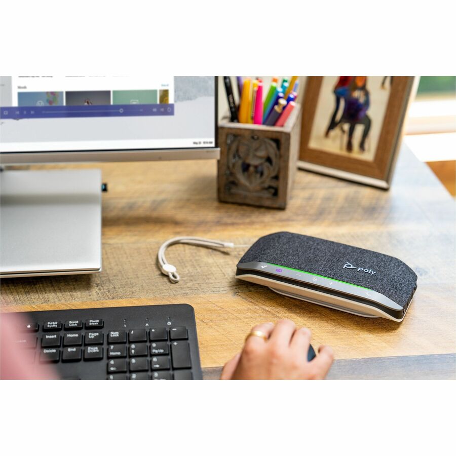 HPI Prev 216866-01 Poly Sync 20 Microsoft Teams Certified USB-A Speakerphone, 40 mm, 772C8AA, Silver, Wired