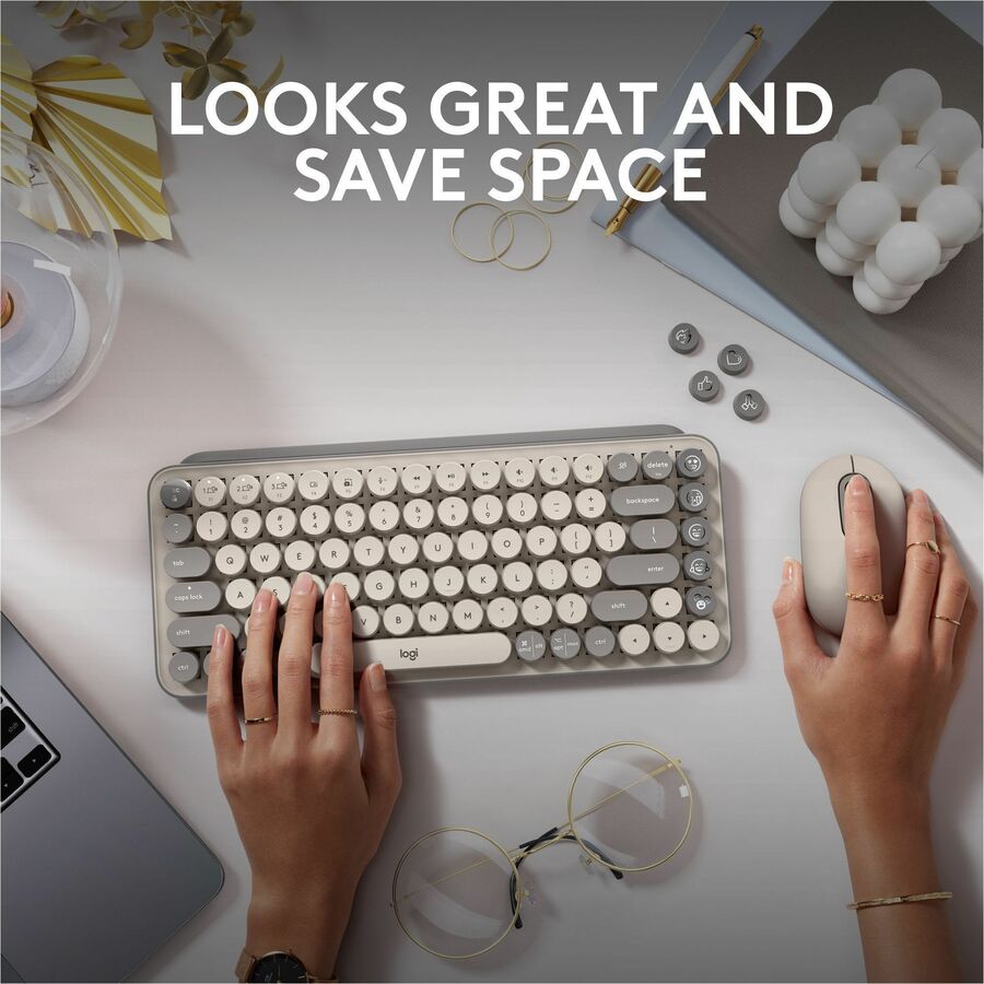 Logitech POP Keys Mechanical Wireless Keyboard with Customizable Emoji Keys, Compact Design, Bluetooth, Mist