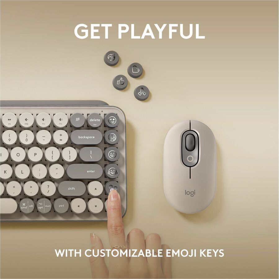 Logitech POP Keys Mechanical Wireless Keyboard with Customizable Emoji Keys, Compact Design, Bluetooth, Mist
