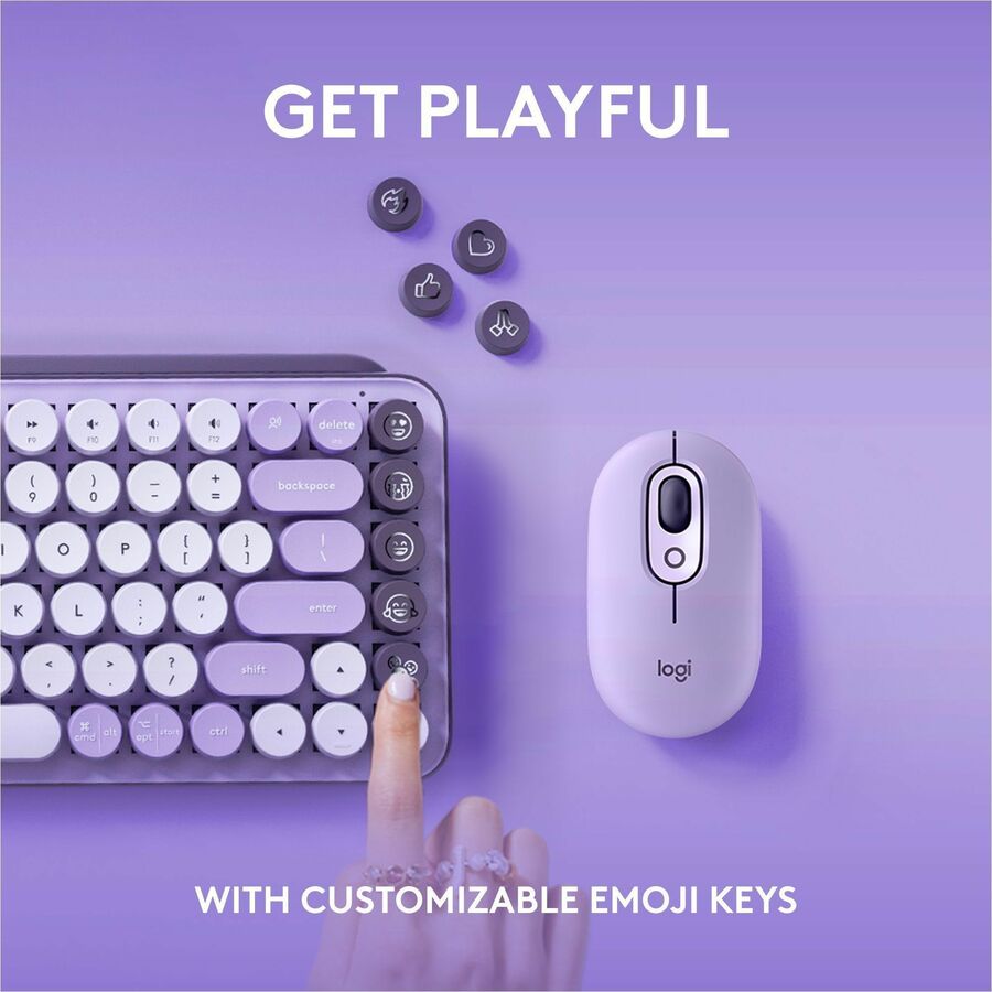 Logitech POP Keys Mechanical Wireless Keyboard with Customizable Emoji Keys, Compact Design, Bluetooth, Cosmos