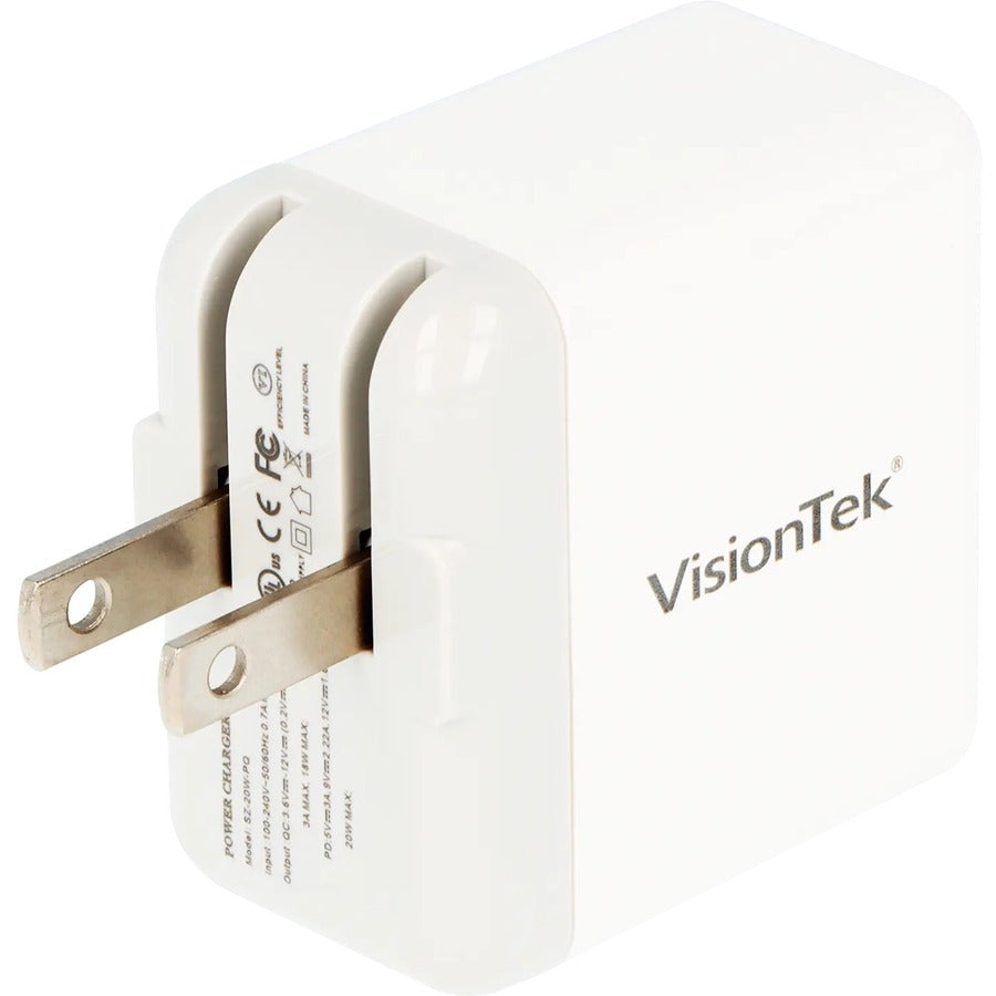 VISIONTEK 20W USB-C POWER ADAPTER W/ 2 AC