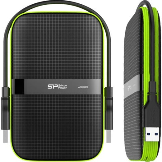 Silicon Power Armor A60 5 TB Portable Solid State Drive - External - Black/Black/Green