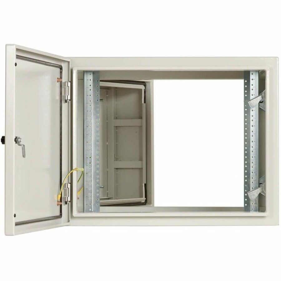 Eaton Tripp Lite Series SmartRack Industrial Enclosure with Lock - NEMA 4, Wall Mount, Metal Construction, Hinged Back, 28 in. Depth, 9U, Gray
