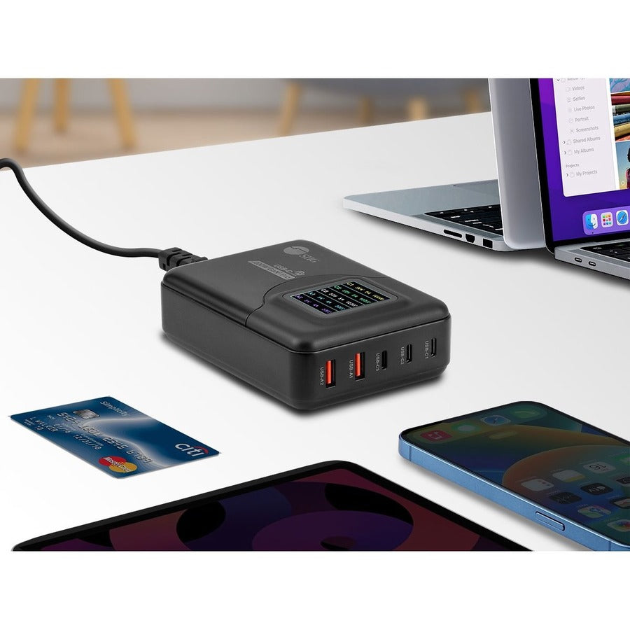 SIIG 200W GaN PD Charger with Charging Display- 3C2A