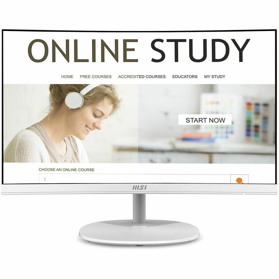 MSI Pro Pro MP241CAW 24" Class Full HD Curved Screen LED Monitor - 16:9 - Matt White