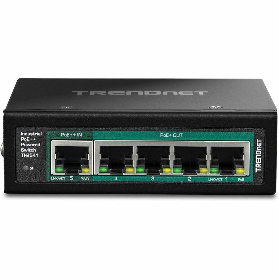 TRENDnet 5 Port Ind Gig PoE+ Switch, 1 x Gigabit Ethernet PoE++, 1000Base-T, 5.64 oz