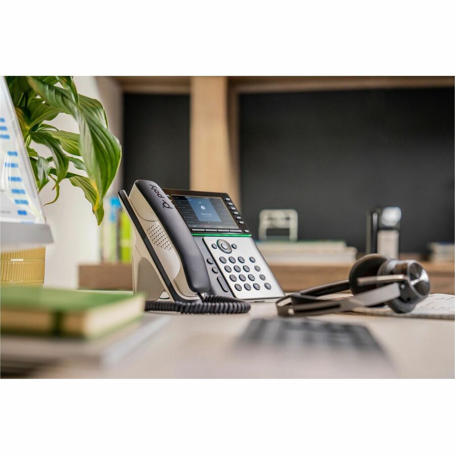 Poly Edge E550 IP Phone - Corded - Corded/Cordless - Bluetooth, Wi-Fi - Desktop, Wall Mountable - Black