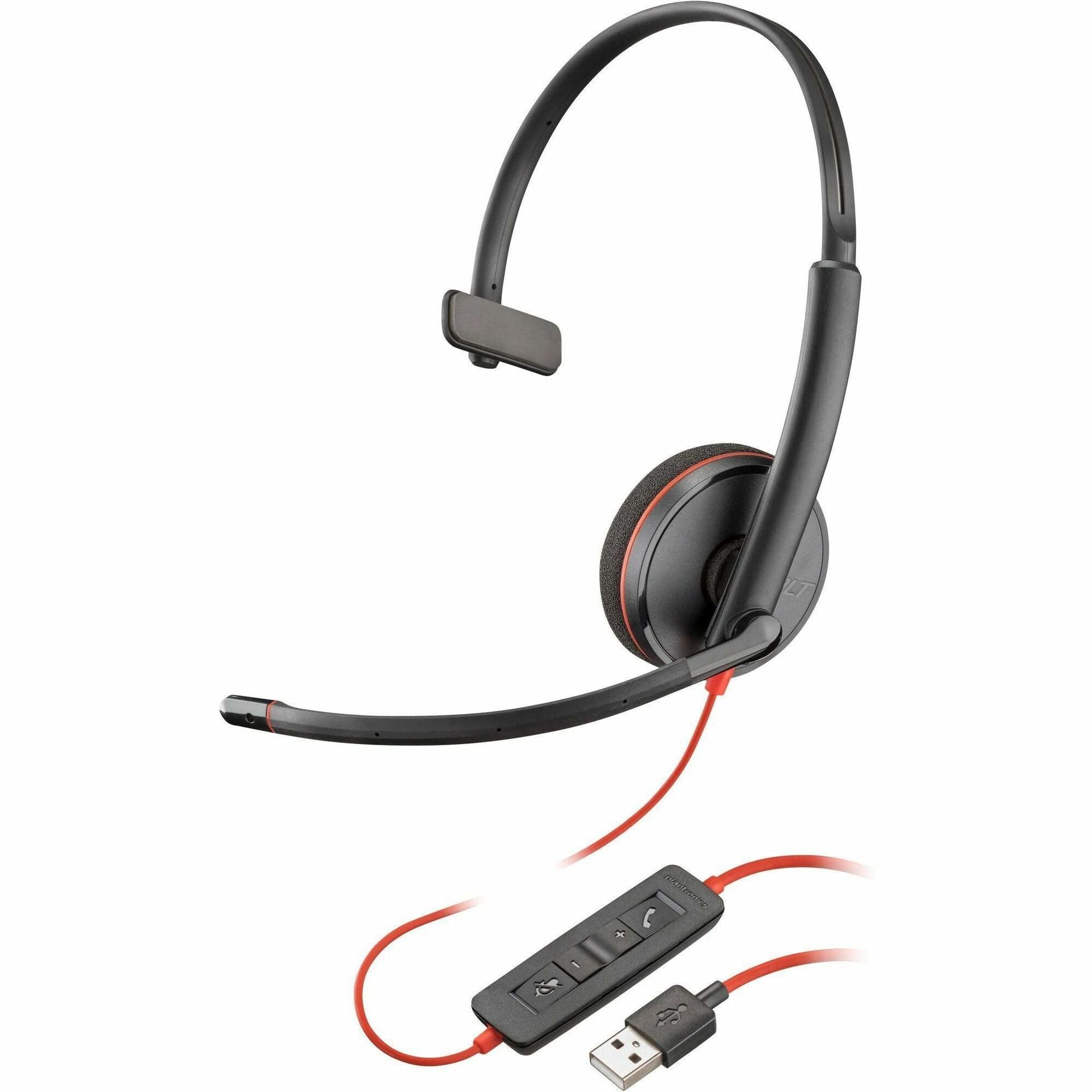 HP Poly Blackwire 3210 Monaural USB-A Headset - Noise cancellation, 1.1 in, 80S01AA, Wired