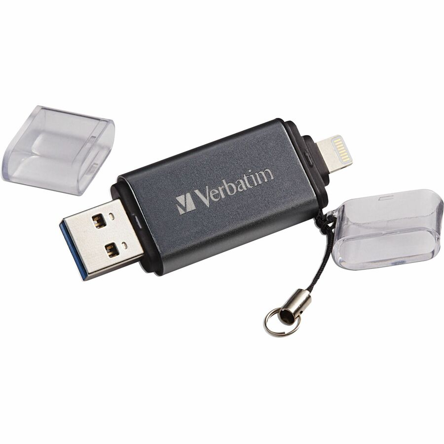 Verbatim 128GB Store 'n' Go Dual USB 3.2 Gen 1 Flash Drive for Apple Lightning Devices - Graphite
