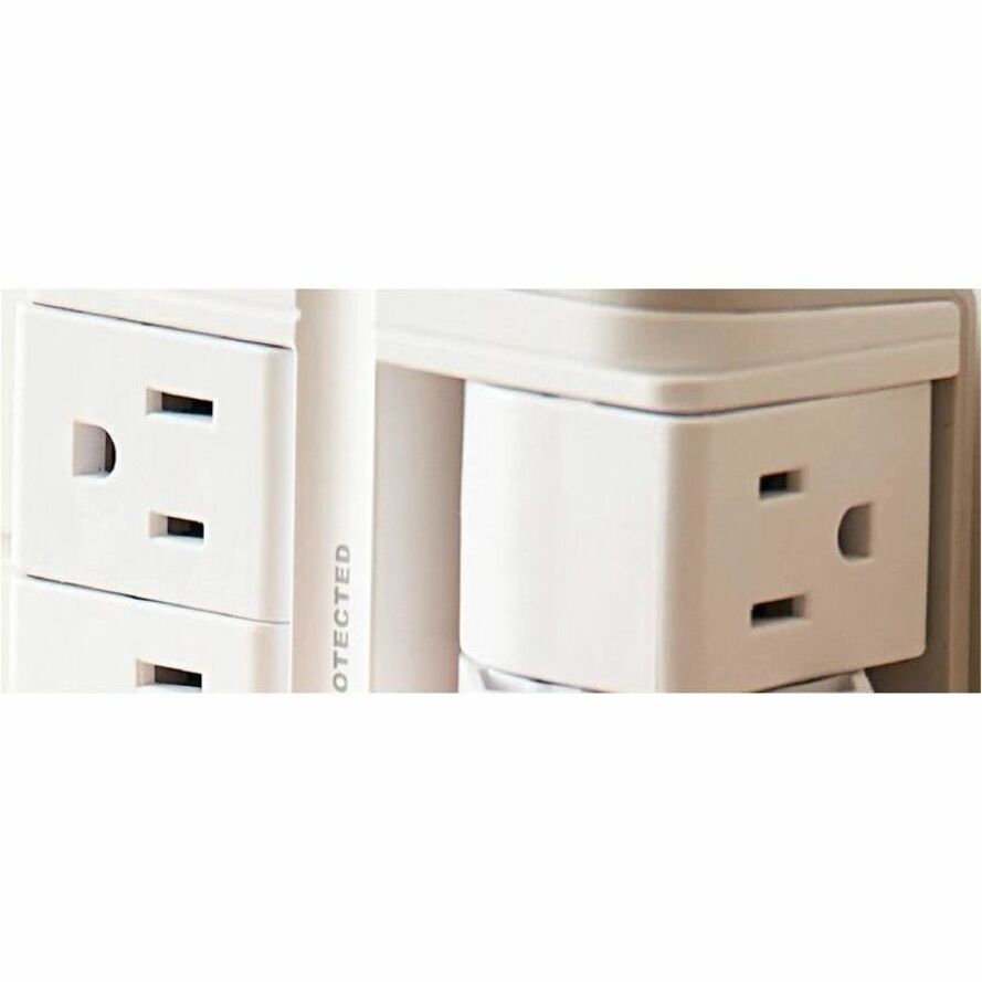 Legrand Sanus On-Wall Surge Protector - 4 Rotating Outlet Power Strip with USB ports - White