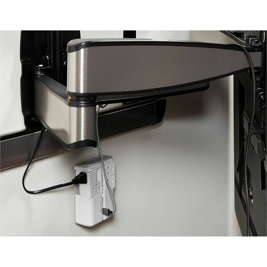 Legrand Sanus On-Wall Surge Protector - 4 Rotating Outlet Power Strip with USB ports - White