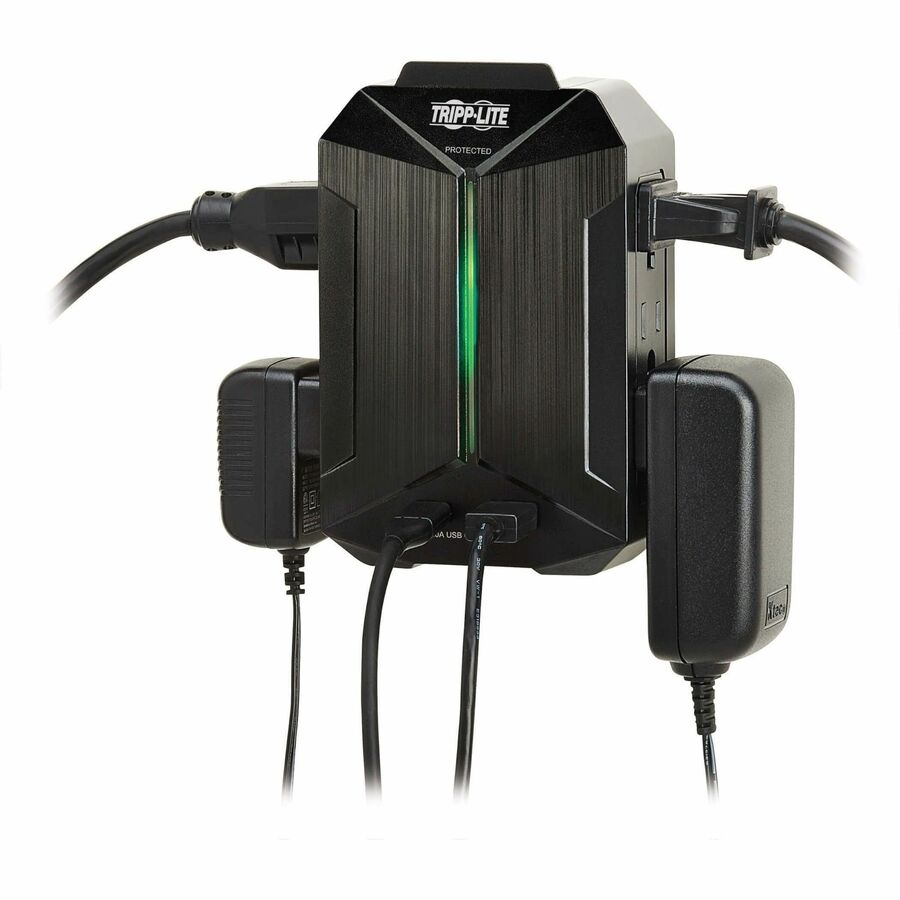 Eaton Tripp Lite Surge Protector 6-Outlet 2 USB Ports Direct Plug-In 490 Joules Black, SK62USBC