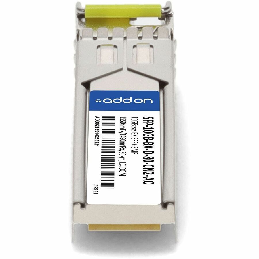AddOn Ciena SFP-10GB-BX-D-80-CN2 Compatible TAA 10GBase-BX SFP+ Transceiver (SMF, 1550nmTx/1490nmRx, 80km, LC, DOM)