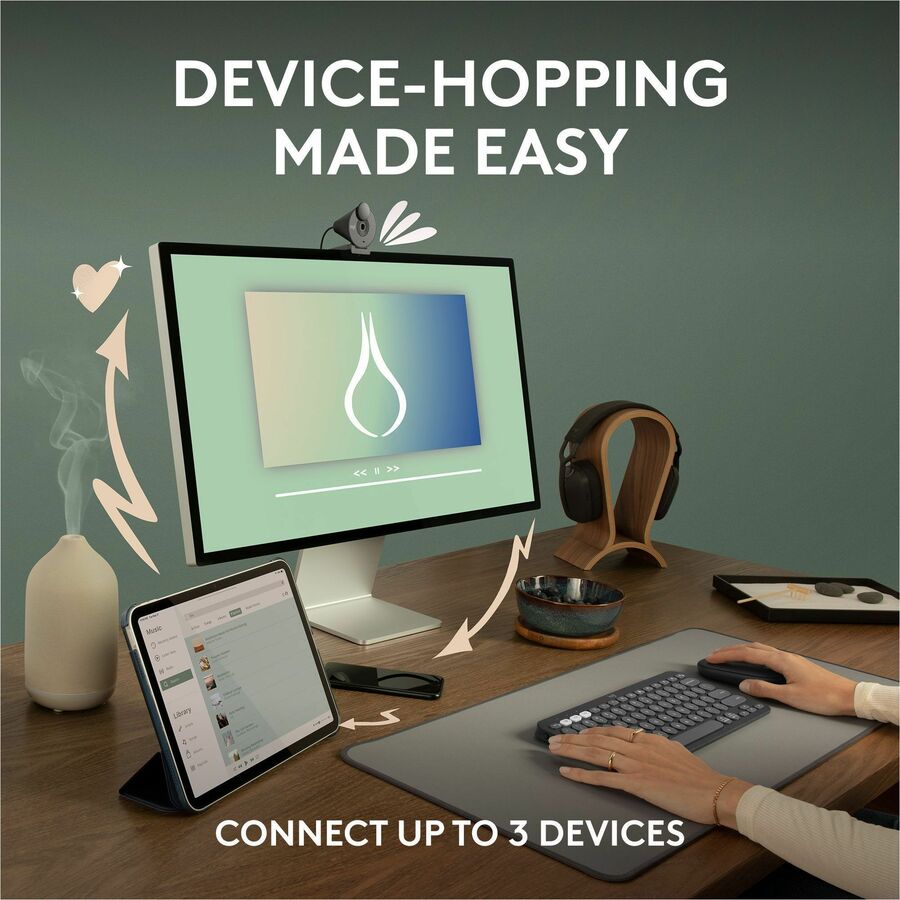 Logitech Pebble Mouse 2 M350s Slim Bluetooth Wireless Mouse, Portable, Customizable Button, Quiet Clicks, Tonal White