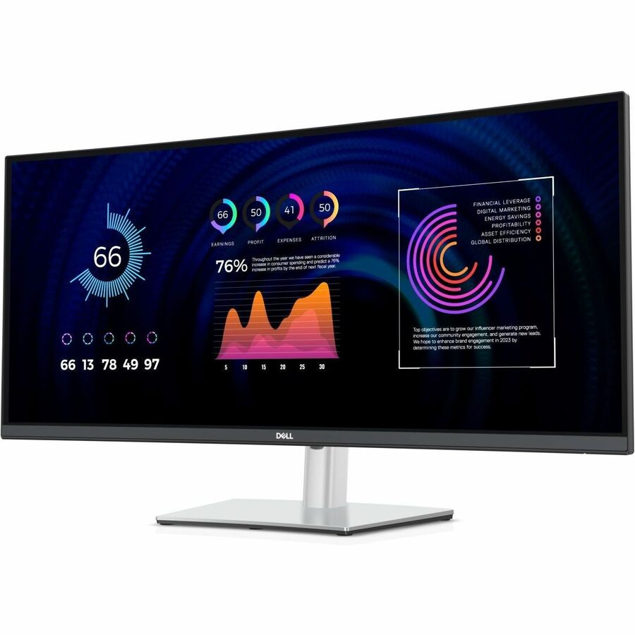 Dell P3424WE 34" Class UW-QHD Curved Screen LED Monitor - 21:9 - Black, Silver