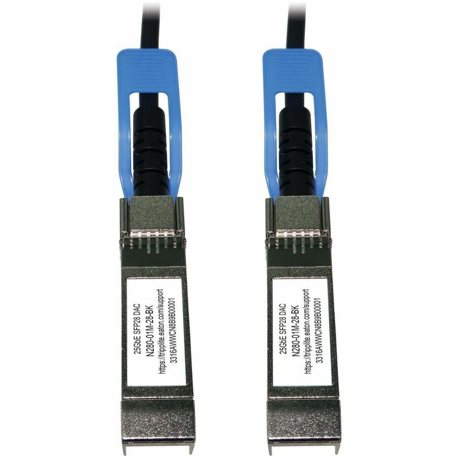 Eaton Tripp Lite Series SFP28 to SFP28 25GbE Passive Twinax Copper Cable (M/M), SFP-H25G-CU1M Compatible, Black, 1 m (3.3 ft.)