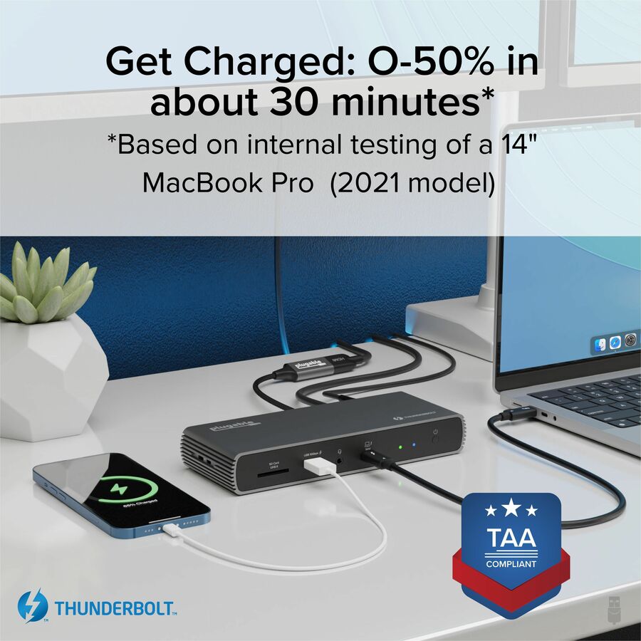 Plugable Thunderbolt 4 Dock with 100W Charging, Thunderbolt Certified, 3x Thunderbolt Ports
