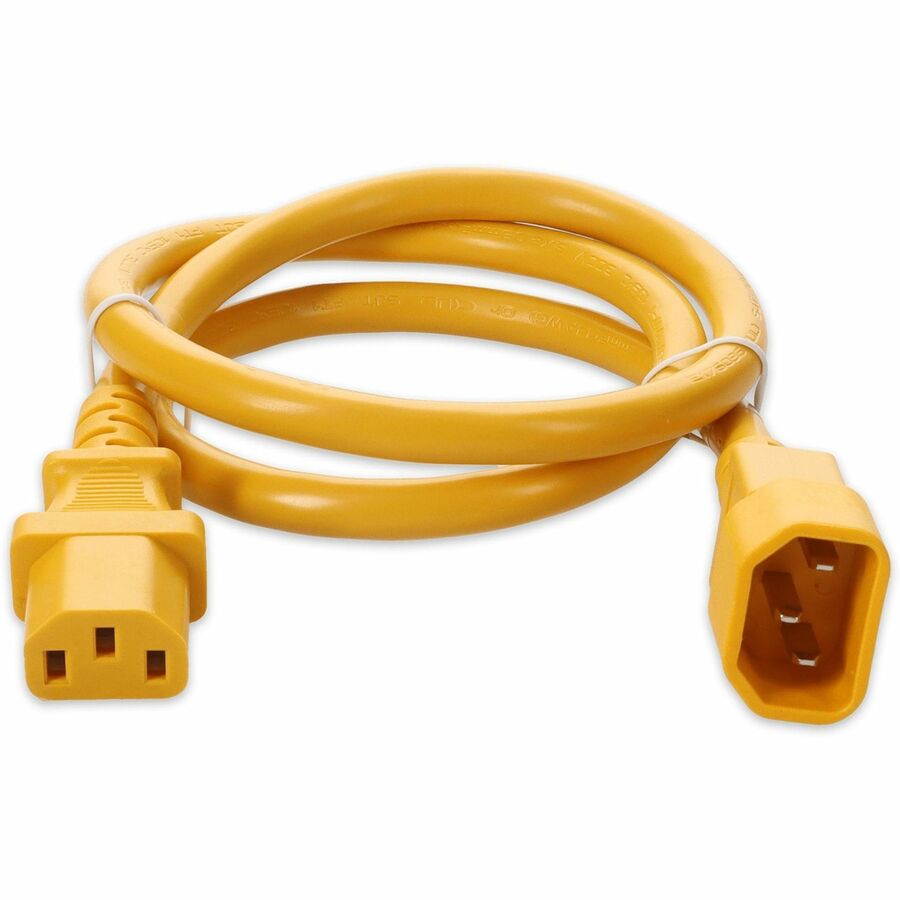 AddOn 3m C13 Female to C14 Male 14AWG 100-250V at 15A Yellow Power Cable