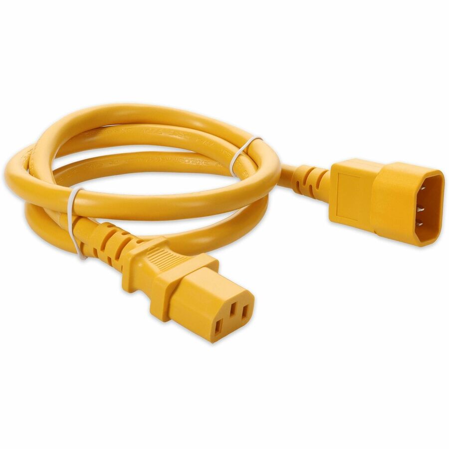 AddOn 3m C13 Female to C14 Male 14AWG 100-250V at 15A Yellow Power Cable