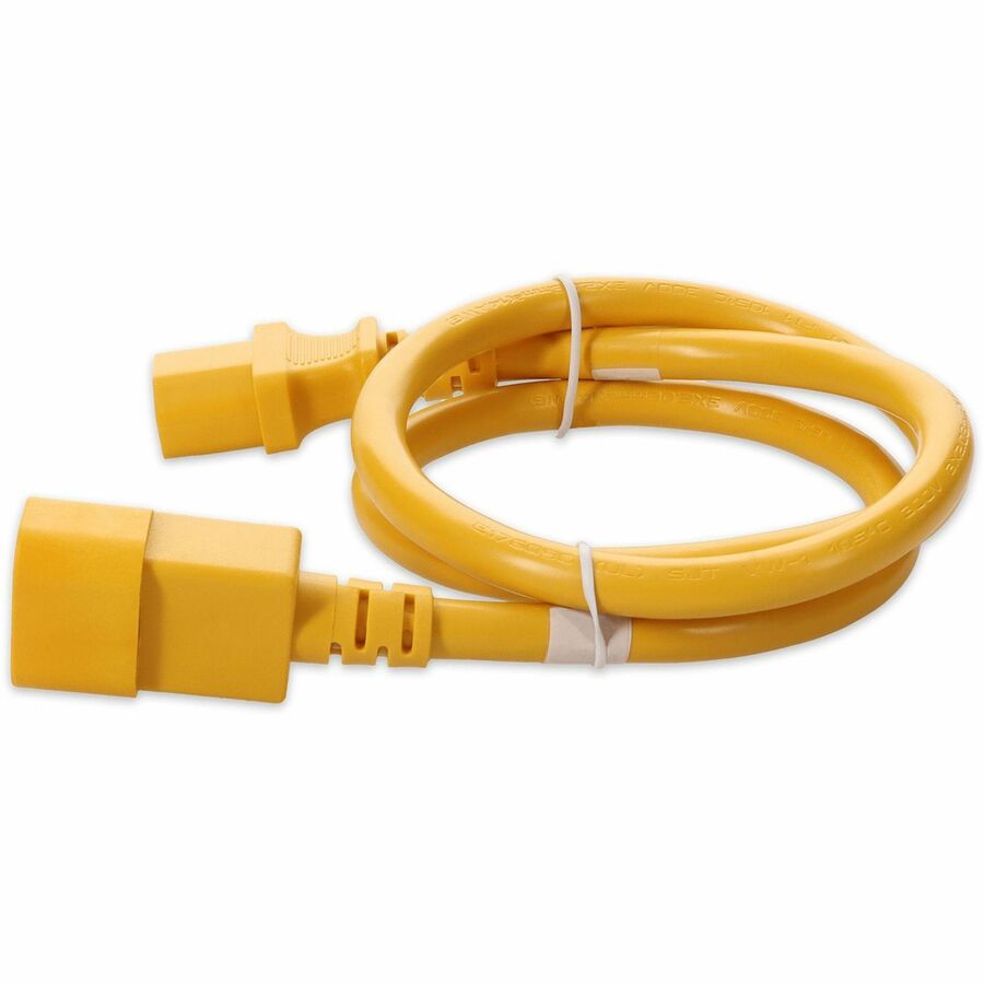 AddOn 3m C13 Female to C14 Male 14AWG 100-250V at 15A Yellow Power Cable