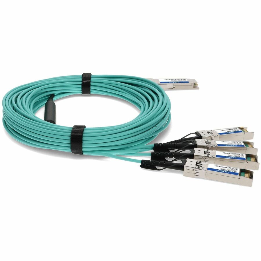 AddOn Cisco QSFP-4X10G-AOC30M to Intel XAOCBL-30M Compatible TAA Compliant 40GBase-AOC QSFP+ to 4xSFP+ Direct Attach Cable (850nm, MMF, 30m)