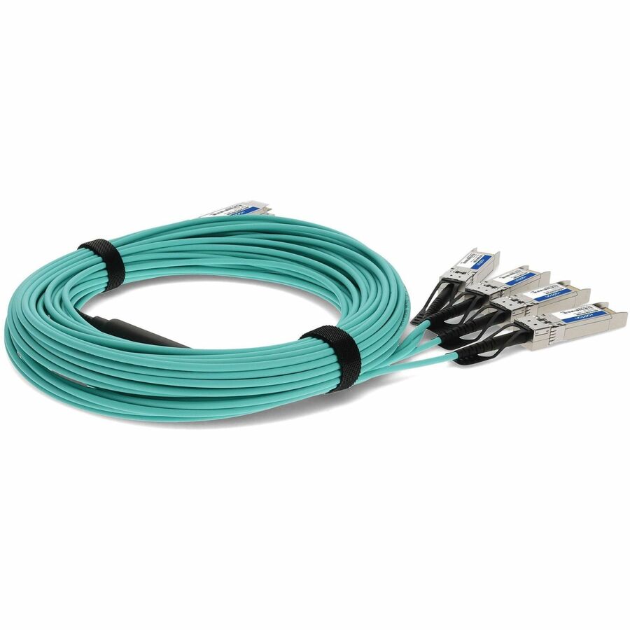 AddOn Cisco QSFP-4X10G-AOC30M to Intel XAOCBL-30M Compatible TAA Compliant 40GBase-AOC QSFP+ to 4xSFP+ Direct Attach Cable (850nm, MMF, 30m)
