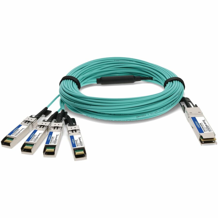 AddOn Cisco QSFP-4X10G-AOC30M to Intel XAOCBL-30M Compatible TAA Compliant 40GBase-AOC QSFP+ to 4xSFP+ Direct Attach Cable (850nm, MMF, 30m)
