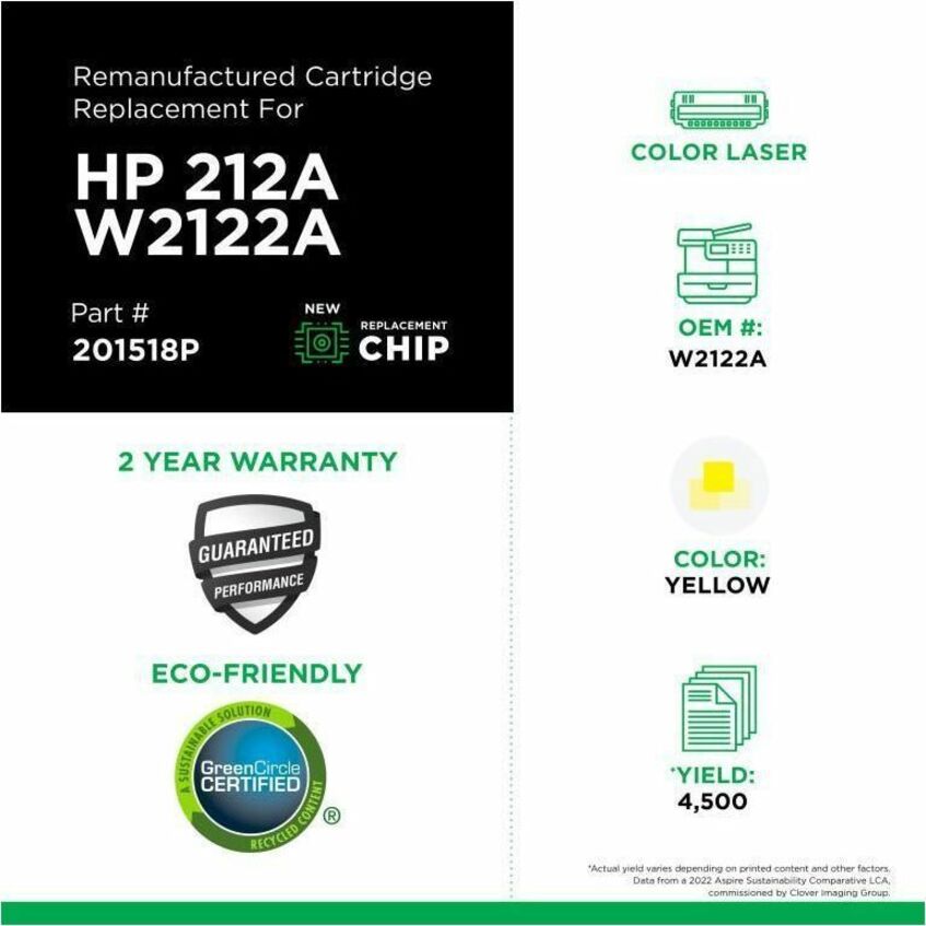 Clover Imaging Remanufactured Yellow Toner Cartridge (New Chip) for HP 212A (W2122A)