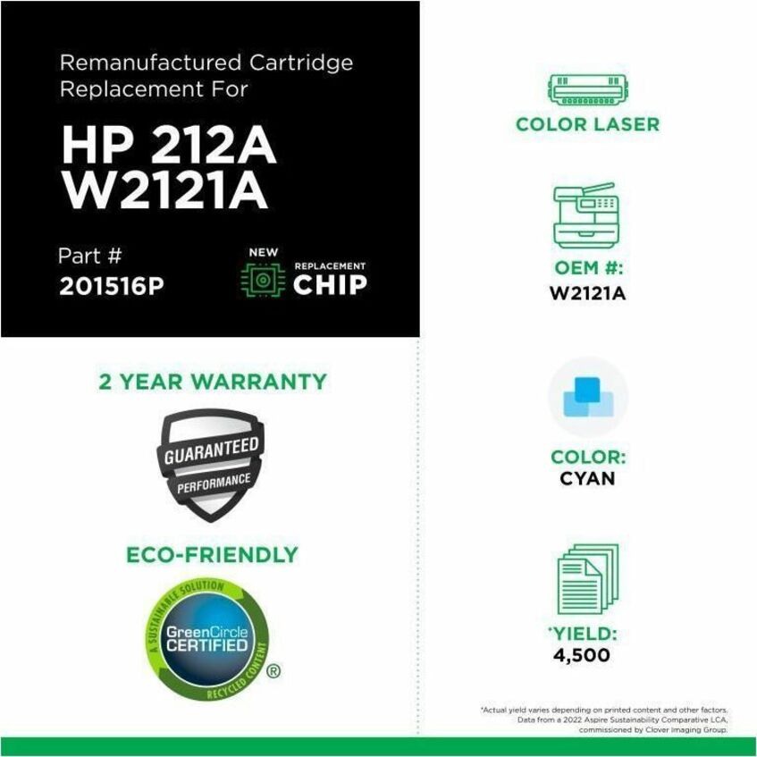 Clover Imaging Remanufactured Cyan Toner Cartridge (New Chip) for HP 212A (W2121A)