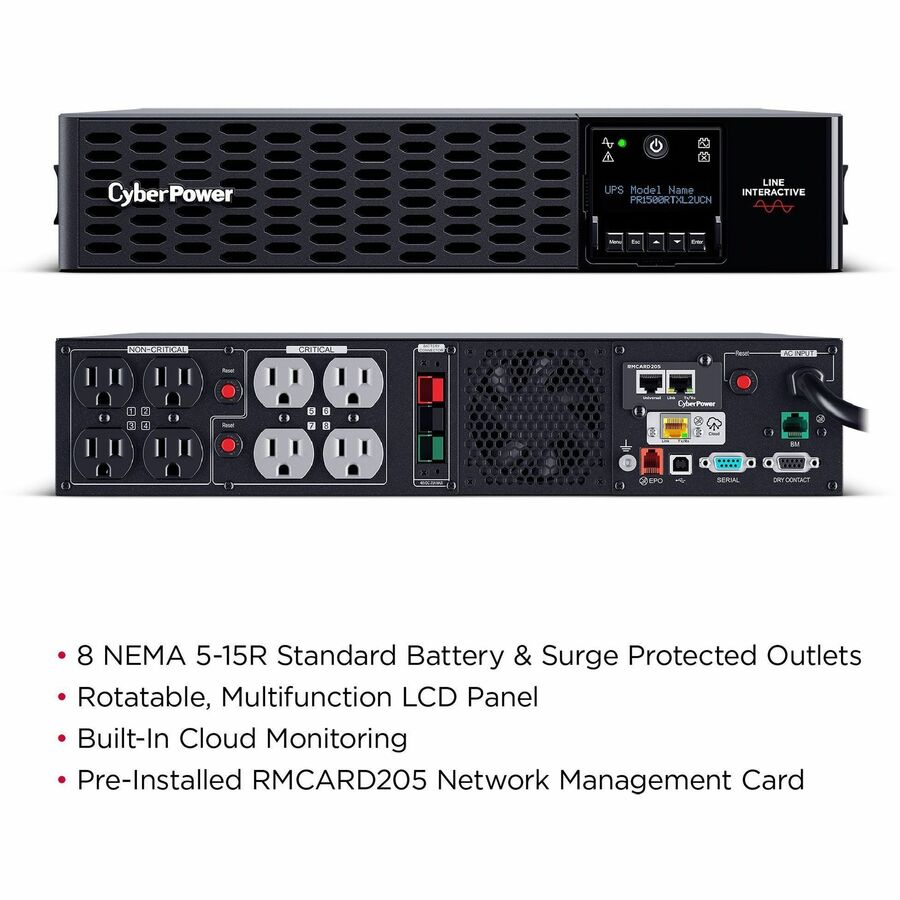 CyberPower 1500VA 1500W Sine Wave UPS, 10 ft, Black, PR1500RTXL2UCN, 49209.32 ft