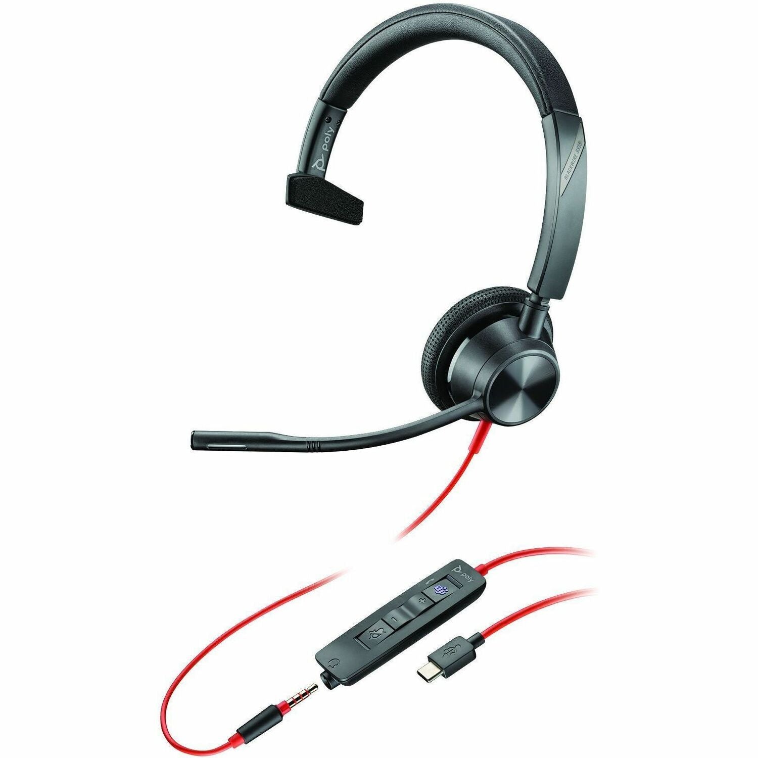 Poly Blackwire 3315 Headset, 0.56", 8X218AA, Wired, 3.63 oz