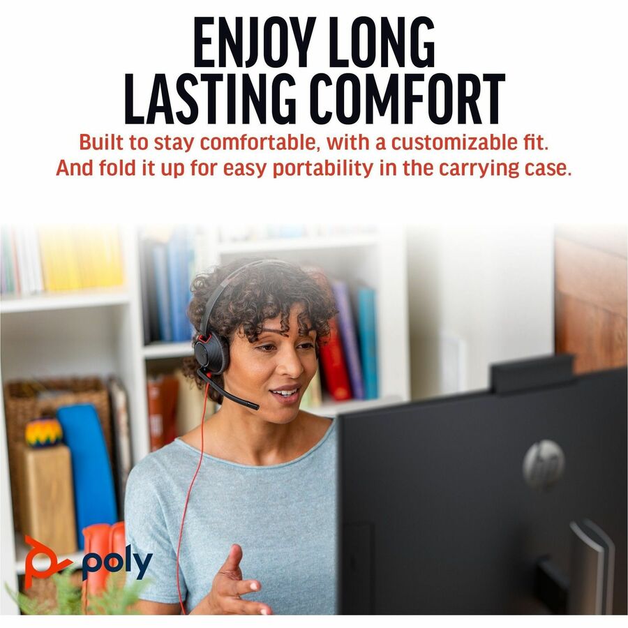 HP Poly Blackwire 5220 Stereo USB-C Headset + 3.5mm Plug + USB-C/A Adapter