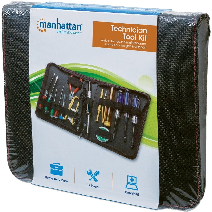 IC Manhattan Technician Tool Kit (17 items), Consists of: Soldering Iron (Euro 2-pin plug), Solder and Wick, 4x Chip Tools (Anti Static), Pliers, 2x Nut-Drivers,