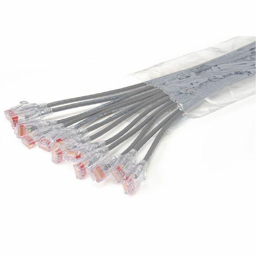 LEGRAND Ortronics EZ Patch Flat Pack Reduced Diameter CAT6 5ft, 12 Pack, Grey, Male, 5 ft, EZFPR605Q12-08, Gray