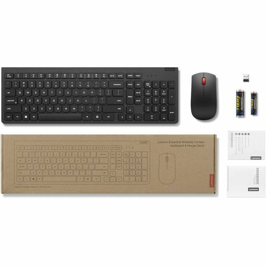 Lenovo Essential Wireless Keyboard & Mouse Combo, Gen 2 - Black