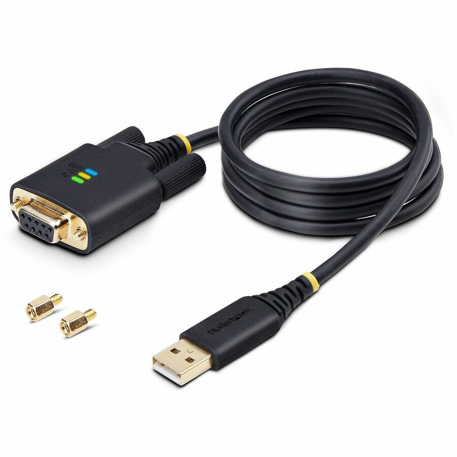 StarTech.com 3ft (1m) USB to Null Modem Serial Adapter Cable, COM Retention, FTDI, RS232, Changeable DB9 Screws/Nuts, Windows/macOS/Linux