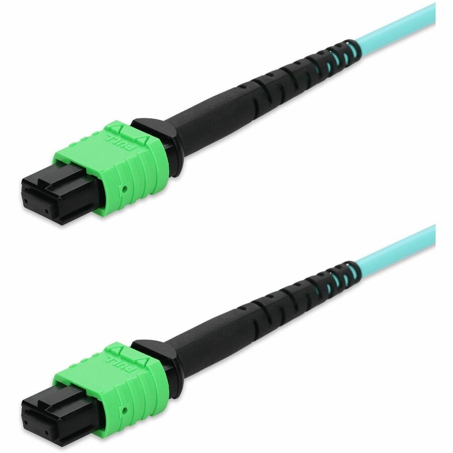 AddOn 5m MPO/APC to MPO/UPC Aqua OM4 OFNR (Riser-Rated) 12-Strand Fiber Patch Cable