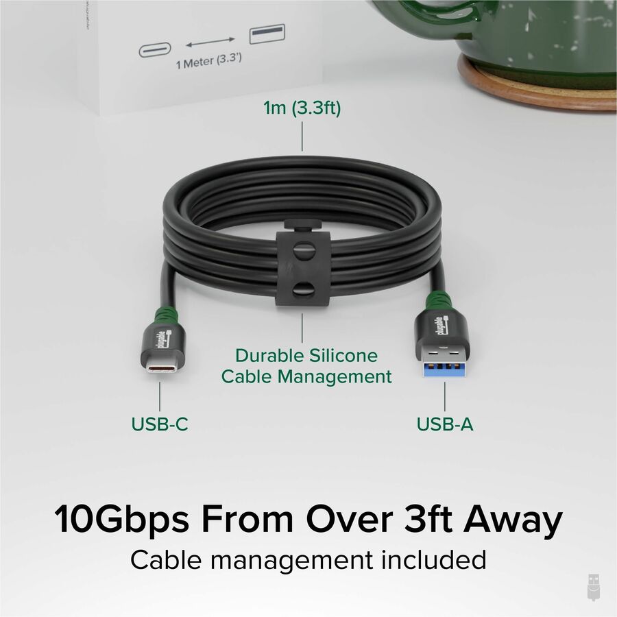 Plugable USB C to USB A Cable, USB 3.2 Gen 2 USB Cables, 3A (15W) Charging USB C Data Cable