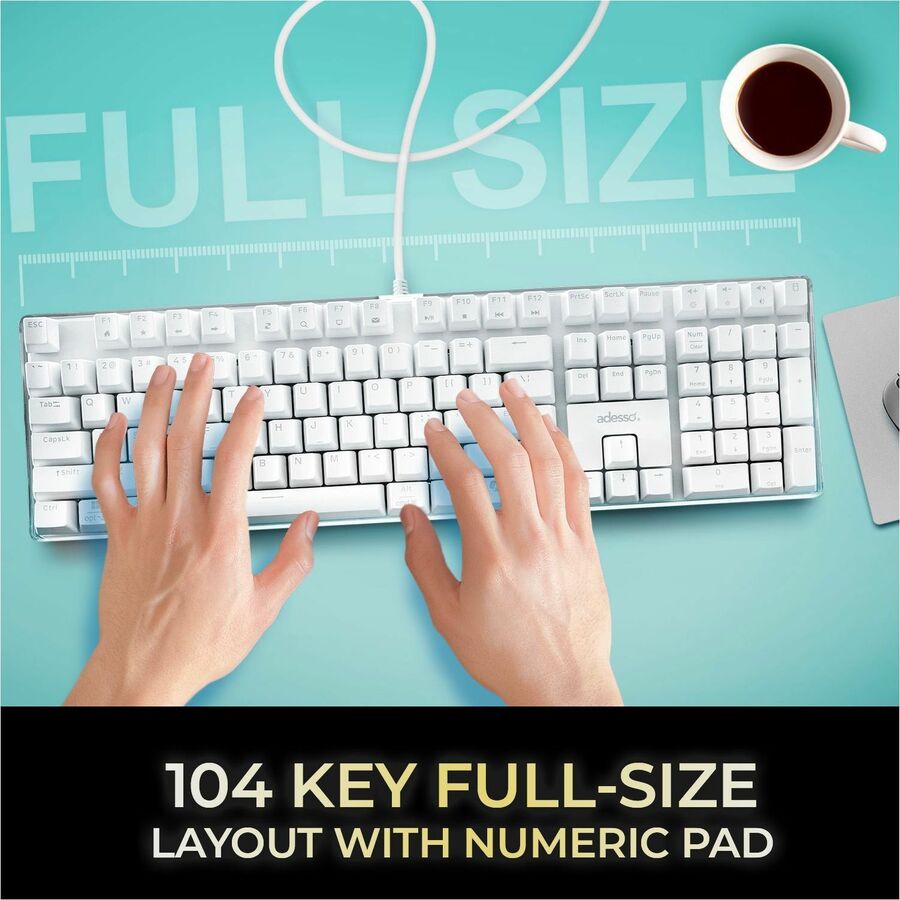 Adesso Multi-OS Illuminated Mechanical Keyboard With CoPilot AI Hotkey