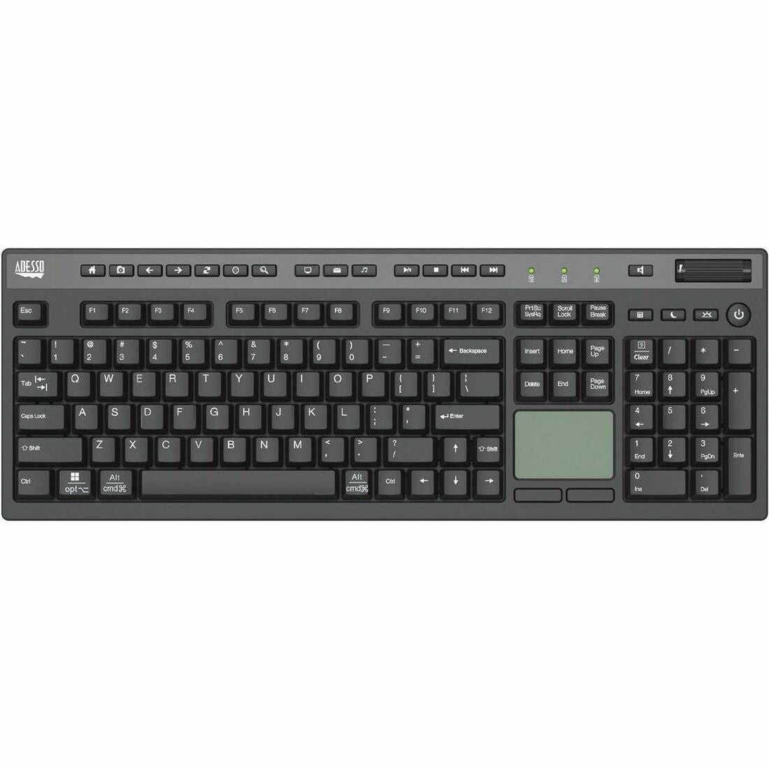 Adesso MultiChannel Touchpad Keyboard, 1 lb, AKB-445UB, Cable