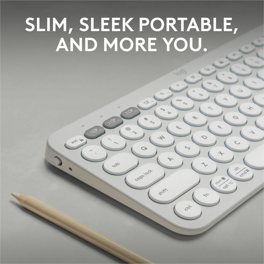 Logitech Pebble Keys 2 K380s, Multi-Device Bluetooth Wireless Keyboard with Customizable Shortcuts, Tonal White