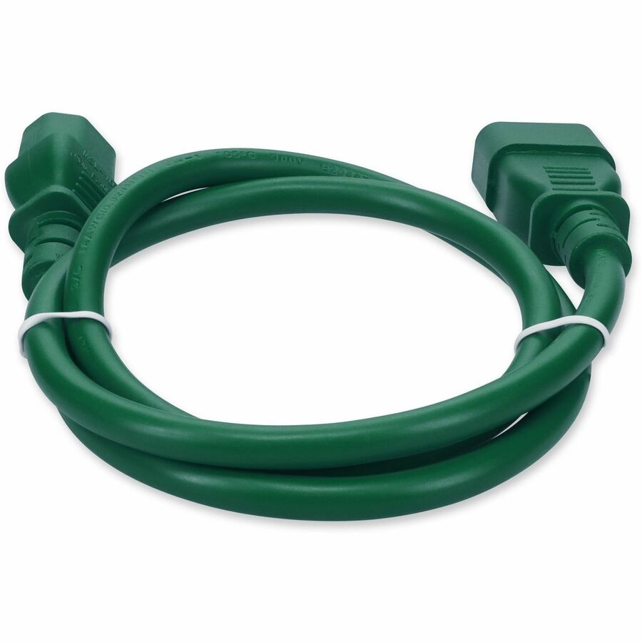 AddOn 3ft C13 Female to C14 Male 14AWG 100-250V at 15A Green Power Cable