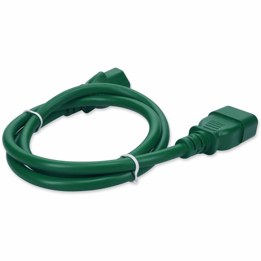 AddOn 3ft C13 Female to C14 Male 14AWG 100-250V at 15A Green Power Cable